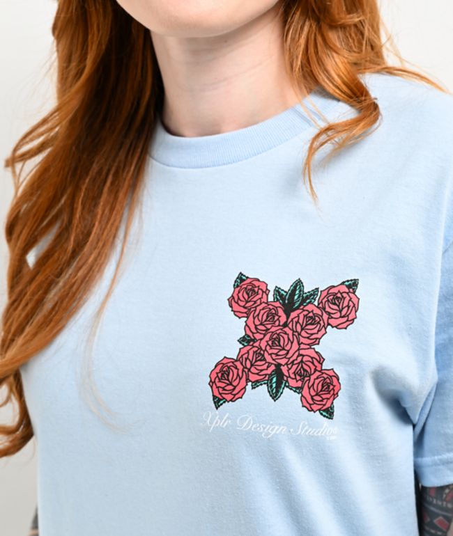 XPLR Roses Logo Light Blue T-Shirt - thumbnail 3