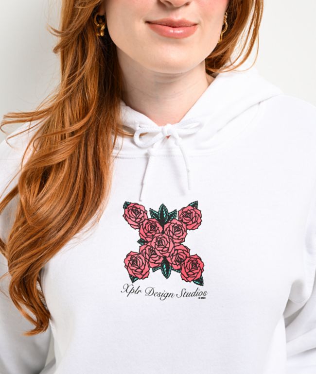 XPLR Roses Logo White Hoodie - thumbnail 3
