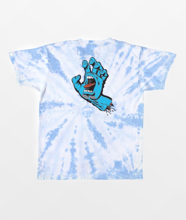 Santa Cruz Kids' Screaming Hand Blue & White Tie Dye T-Shirt