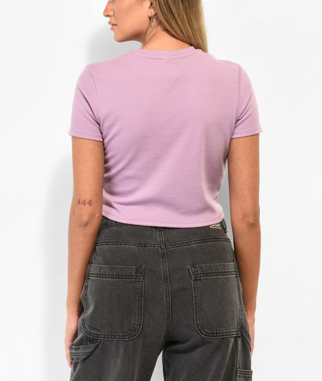 Your Highness Another Day Purple Lace Front Crop Top - thumbnail 2