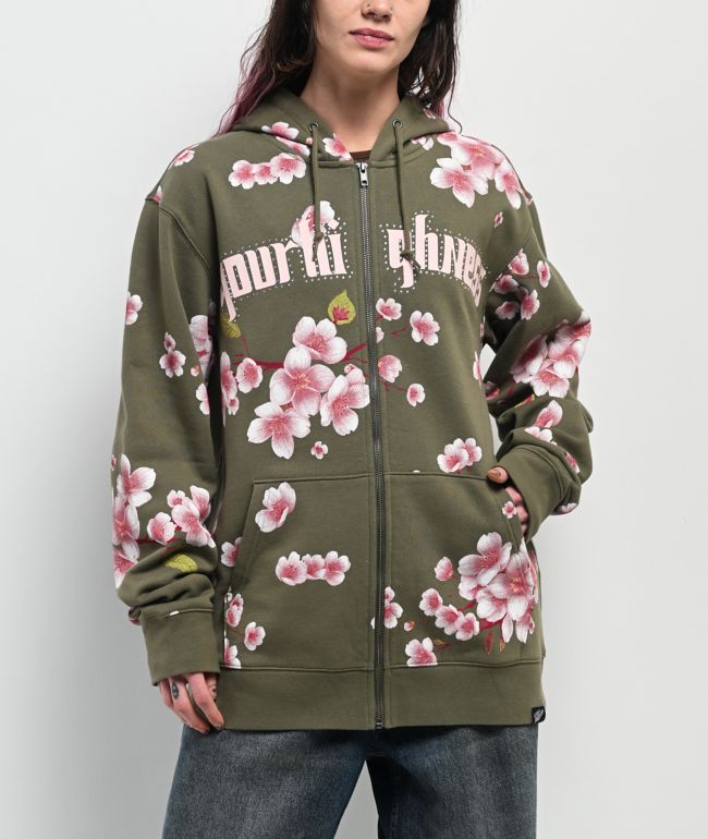 Your Highness Cherry Blossom Green Zip Hoodie - thumbnail 3