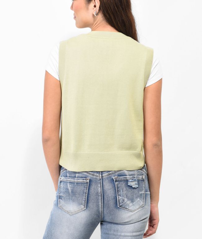 Your Highness Freefall Green Crop Sweater Vest - thumbnail 2