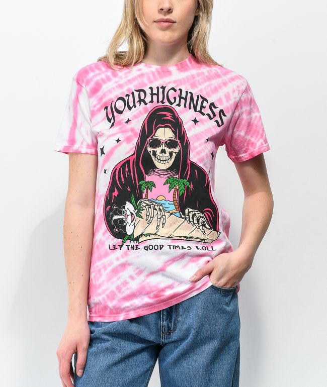 Your Highness Good Times Roll Pink & White Tie Dye T-Shirt