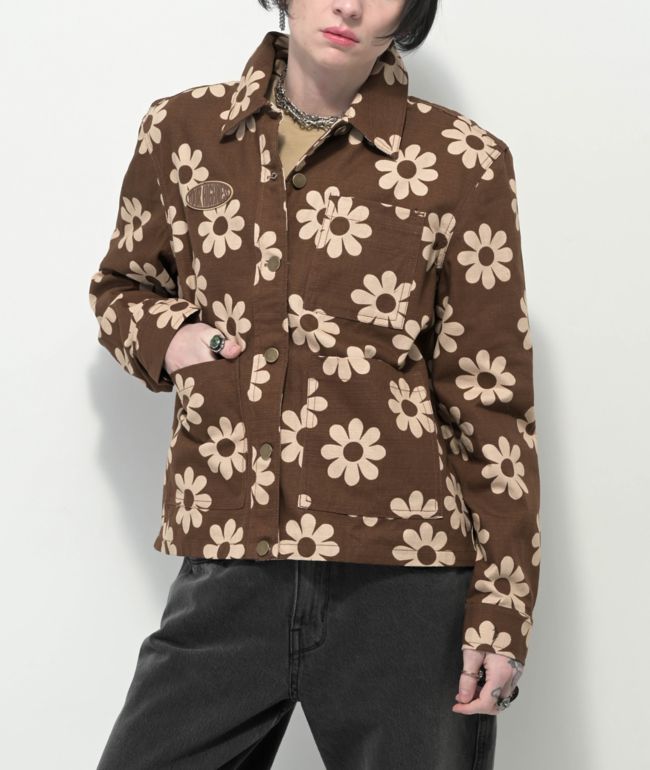 Your Highness Hazy Daisy Brown Chore Jacket - thumbnail 3
