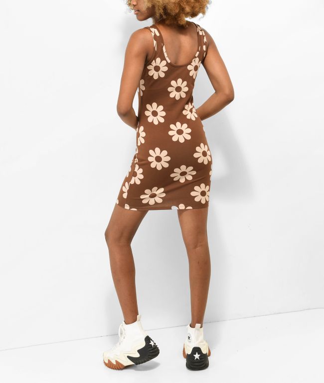 Your Highness Hazy Daisy Brown Tank Dress - thumbnail 2