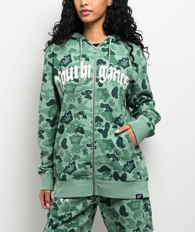 Your Highness Ocean Camo Green Zip Hoodie