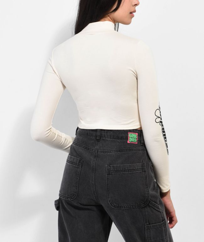 Your Highness Plant Network Off White Long Sleeve Crop Top - thumbnail 2