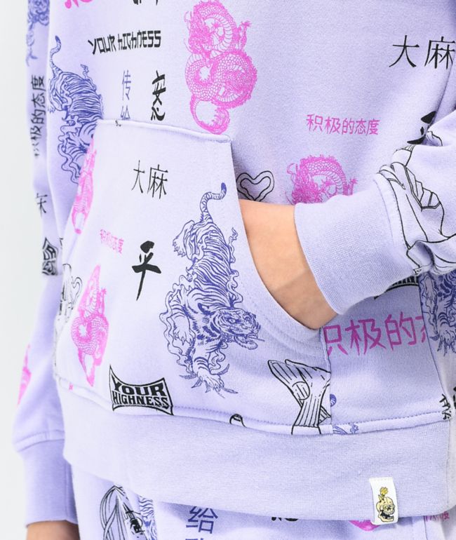 Your Highness Puff Puff AOP Purple Hoodie - thumbnail 3