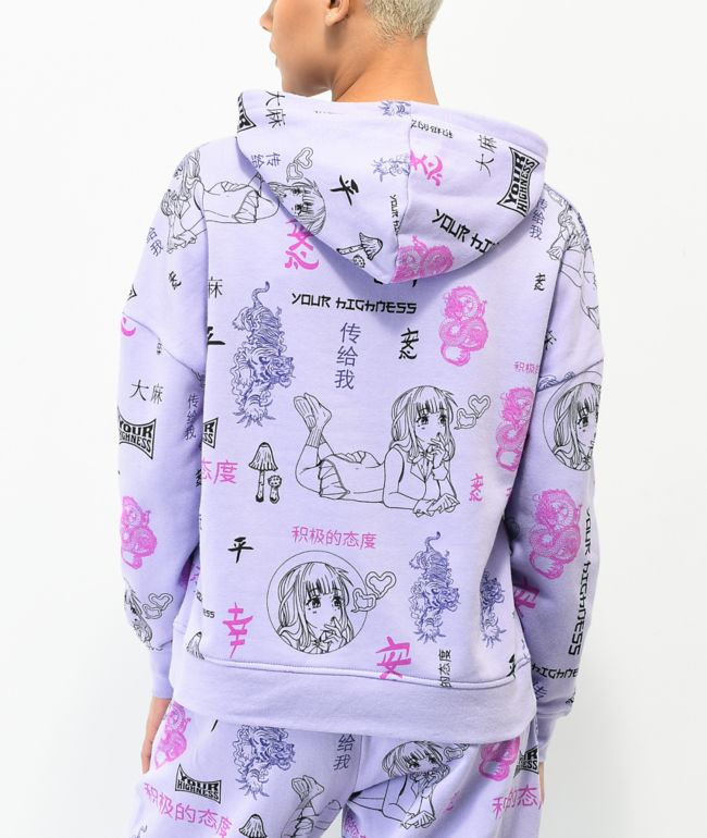 Your Highness Puff Puff AOP Purple Hoodie - thumbnail 2
