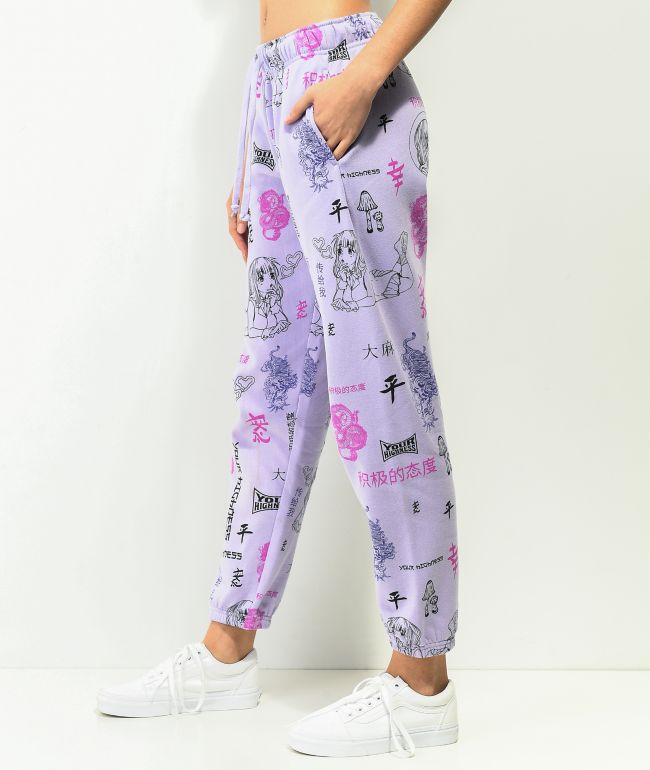 Your Highness Puff Puff AOP Purple Sweatpants - thumbnail 3