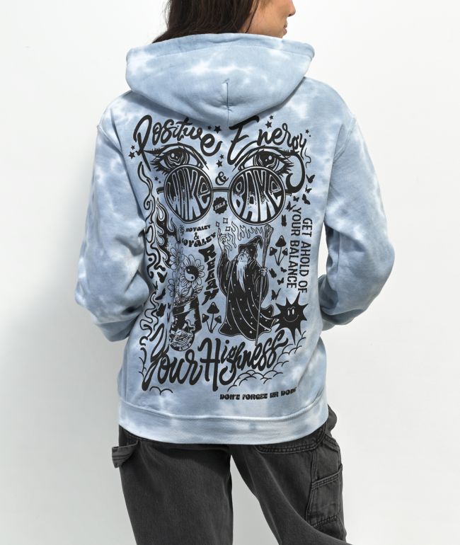 Your Highness Wake & Bake Blue Tie Dye Hoodie