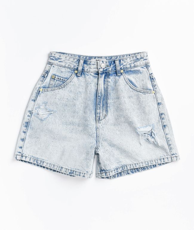 Ziggy Beau Light Wash Blue Denim Mom Shorts