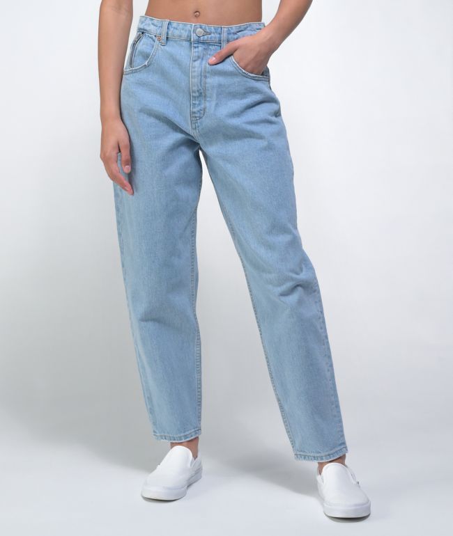 Ziggy Carrot High Waisted Light Wash Blue Denim Mom Jeans