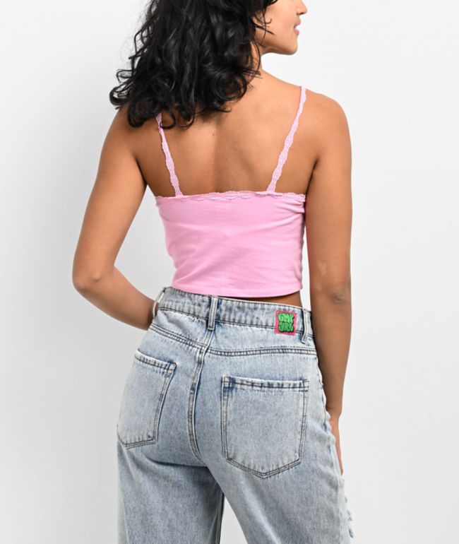 Zine Berry Pink Crop Tank Top - thumbnail 2