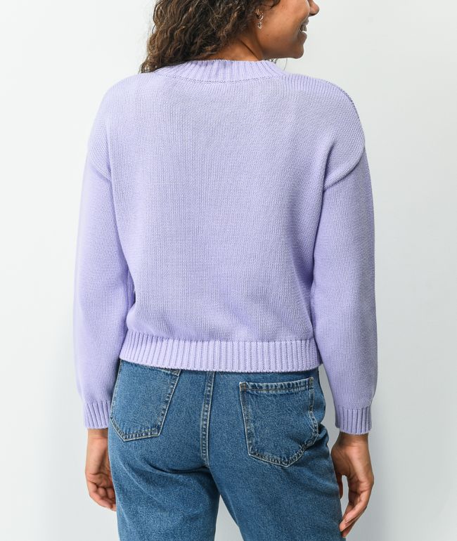 Zine Charley Lavender Crop Crewneck Sweatshirt - thumbnail 2