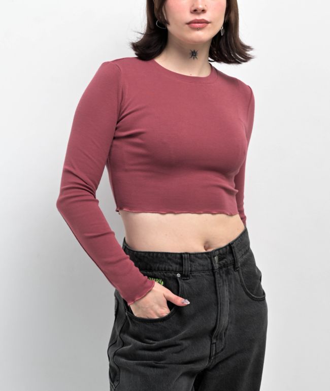 Zine Georgie Roan Rouge Long Sleeve Crop T-Shirt