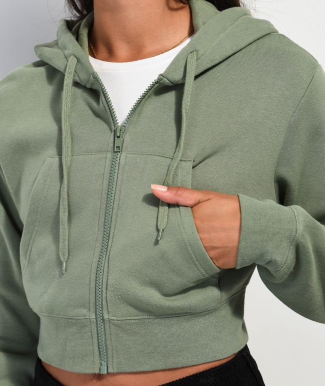 Zine Kya Green Crop Zip Hoodie - thumbnail 3
