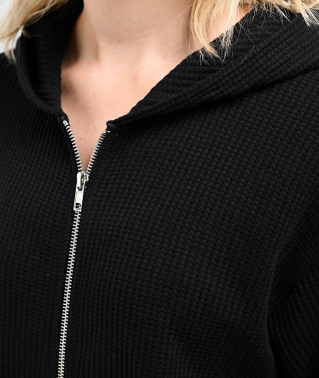 Zine Marusso Black Thermal Oversized Zip Hoodie - thumbnail 3