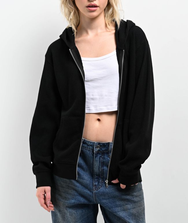 Zine Marusso Black Thermal Oversized Zip Hoodie