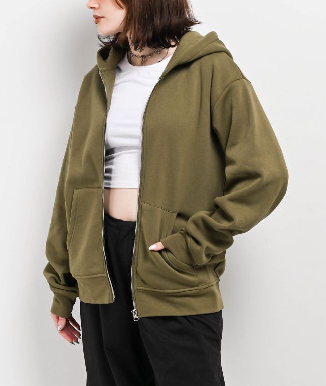 Zine Russo Olive Zip Hoodie - thumbnail 3