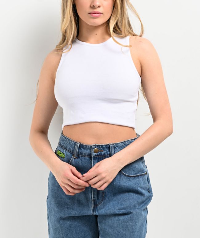 Zine Tawney Ribbed White Crop Tank Top
