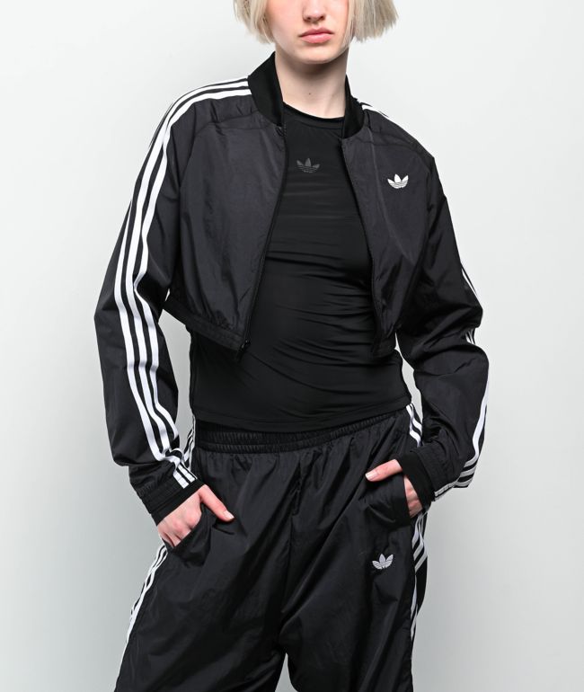 adidas Adicolor Teamgeist Black Crop Track Jacket - thumbnail 2