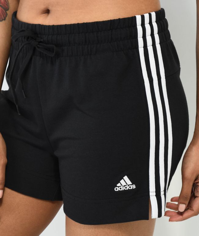 adidas Essentials Slim 3-Stripe Black Shorts - thumbnail 3