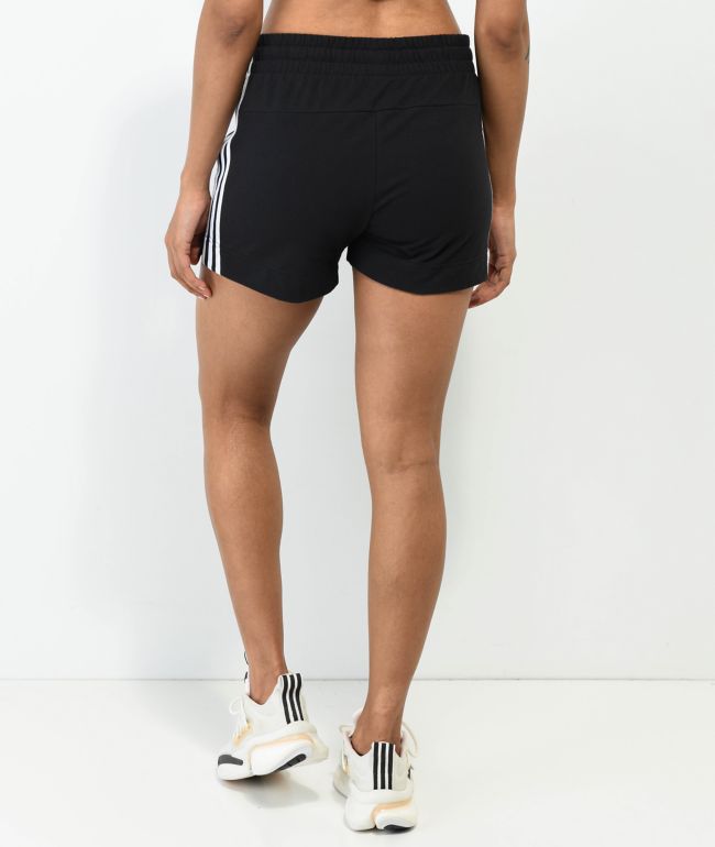 adidas Essentials Slim 3-Stripe Black Shorts - thumbnail 2