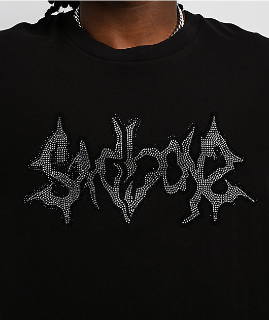 AD BOYZ by Junior H Broken Heart Wing Rhinestone Black T-Shirt