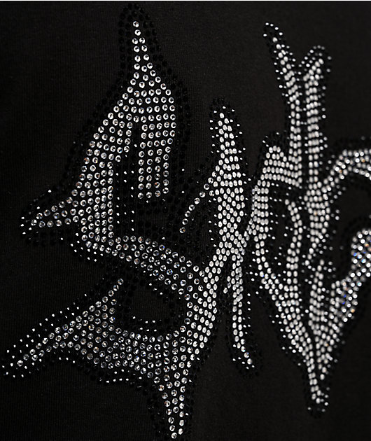 AD BOYZ by Junior H Broken Heart Wing Rhinestone Black T-Shirt
