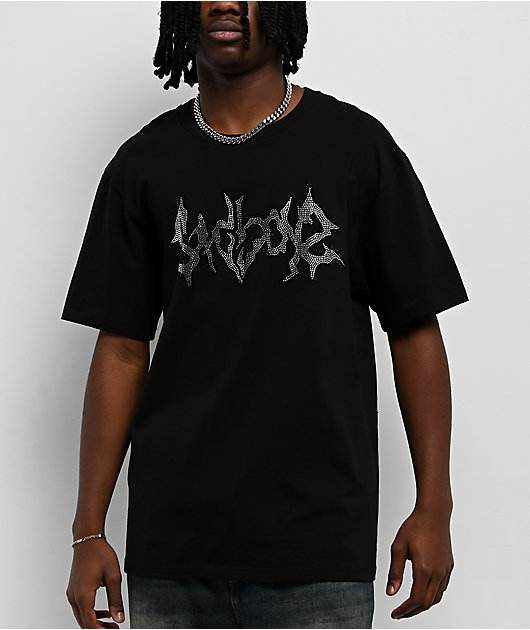 AD BOYZ by Junior H Broken Heart Wing Rhinestone Black T-Shirt