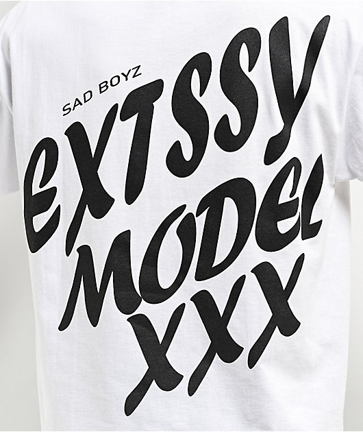 HIKAGE ecstasy Prompts YASUI Tシャツ XL SAD BOYZ by Junior H EXTSSY Model White T-Shirt | Zumiez