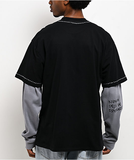 AD BOYZ by Junior H Flames Black & Grey 2fer Long Sleeve T-Shirt