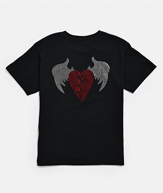 AD BOYZ by Junior H Kids Broken Heart Rhinestone Black T-Shirt