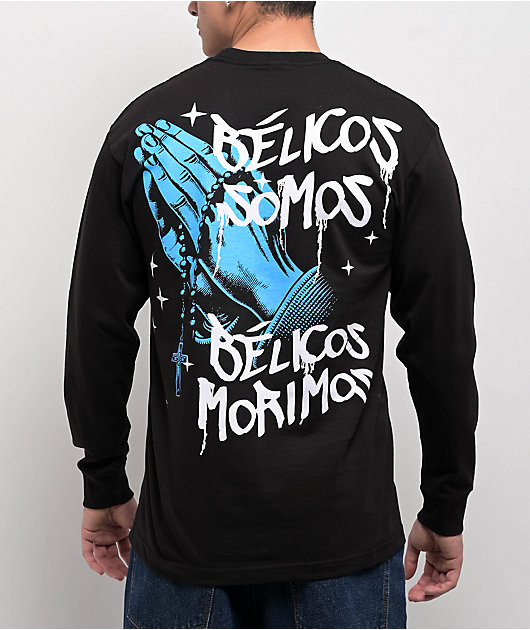 SAD BOYZ by Junior H Pray El Azul Black Long Sleeve T-Shirt