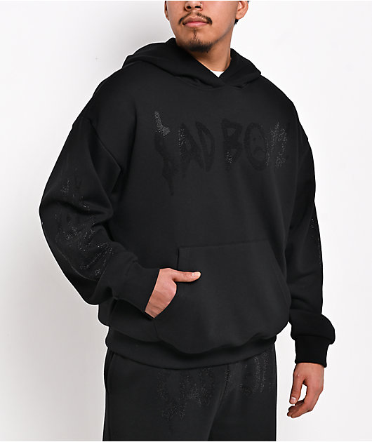 AD BOYZ by Junior H Rhinestone Flames Black Hoodie | Zumiez