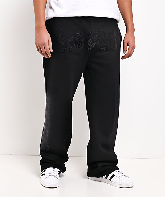 AD BOYZ by Junior H Rhinestone Flames Black Sweatpants | Zumiez