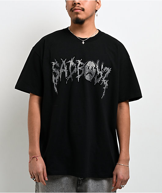 AD BOYZ by Junior H Sad Wing Rhinestone Black T-Shirt | Zumiez