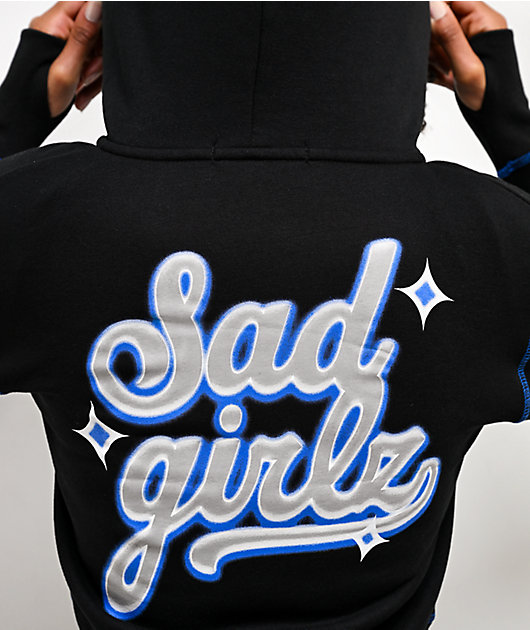 AD GIRLZ By Junior H Airbrush Black Crop Zip Hoodie | Zumiez