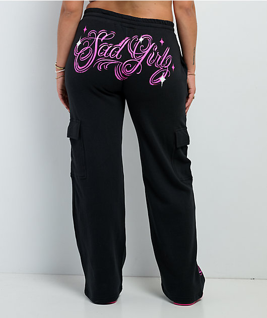 AD BOYZ By Junior H SAD GIRLZ Don't Cry Black Cargo Sweatpants
