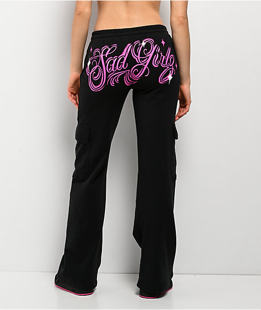 AD GIRLZ By Junior H Don't Cry Black Cargo Sweatpants | Zumiez