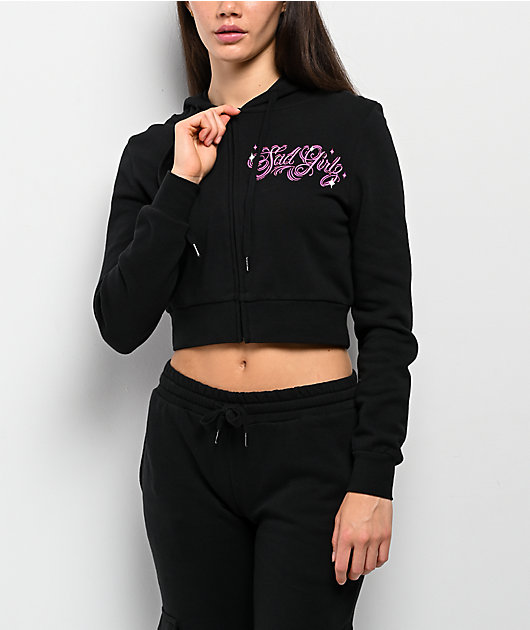 AD BOYZ By Junior H SAD GIRLZ Don't Cry Black Crop Zip