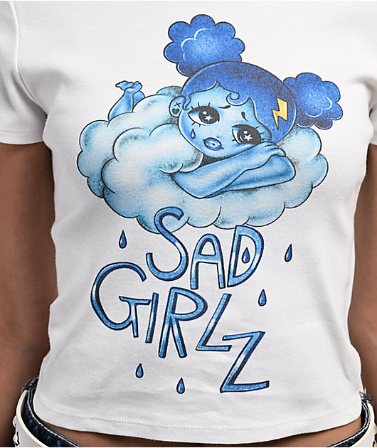 AD GIRLZ By Junior H Pondering Clouds White Crop T-Shirt | Zumiez