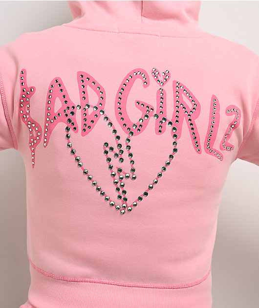 AD GIRlZ BY Junior H Rhinestone Logo Pink Zip Hoodie | Zumiez