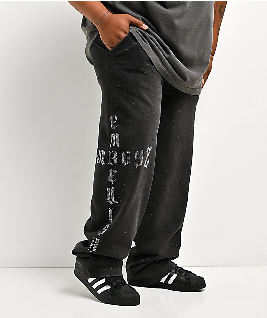 $AD BOYZ x Embellish Buss Down Black Wash Sweatpants
