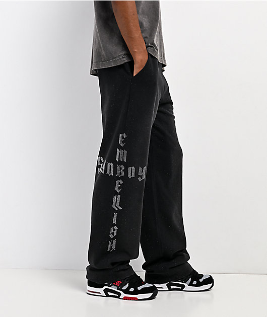 $AD BOYZ x Embellish Buss Down Black Wash Sweatpants