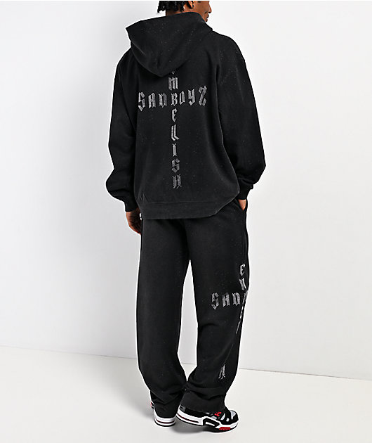 $AD BOYZ x Embellish Buss Down Black Wash Sweatpants