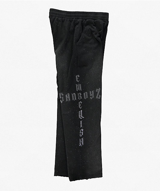 $AD BOYZ x Embellish Buss Down Black Wash Sweatpants
