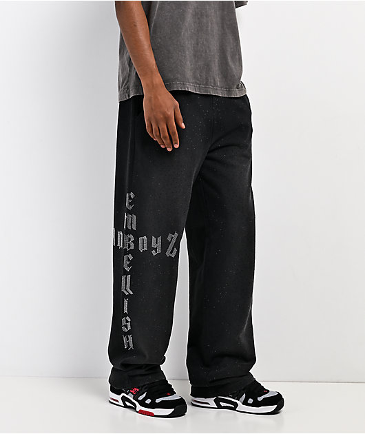 $AD BOYZ x Embellish Buss Down Black Wash Sweatpants