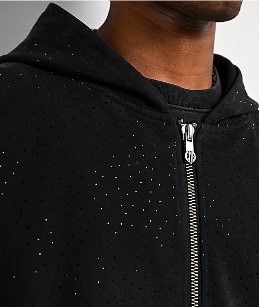 $AD BOYZ x Embellish Buss Down Black Wash Zip Hoodie